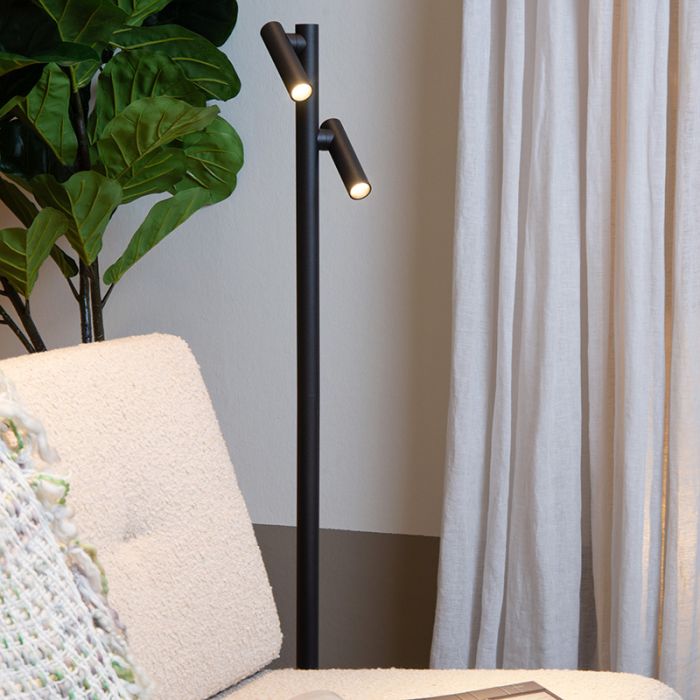 Svart uppladdningsbar golvlampa modern, Antrim, 2,2W, 2700K LED, IP54, med beröringsdimmer