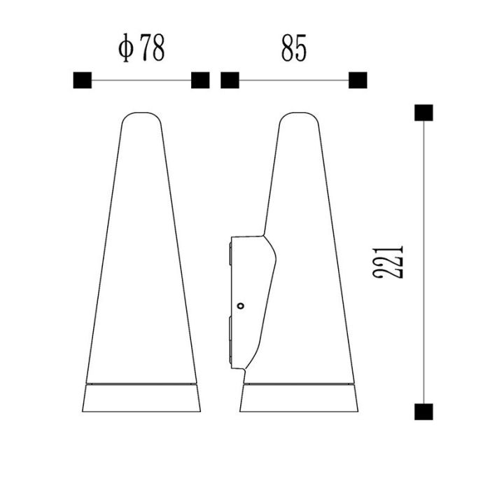 Antracit utelampa modern, Wizard, IP54