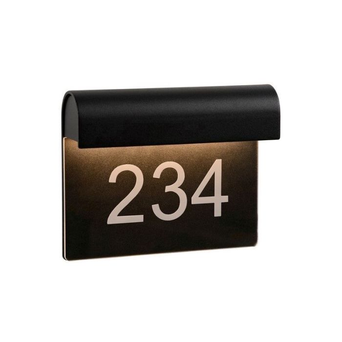 Svart husnummer lampa modern, Thesi, 6W, 3000K LED, IP54