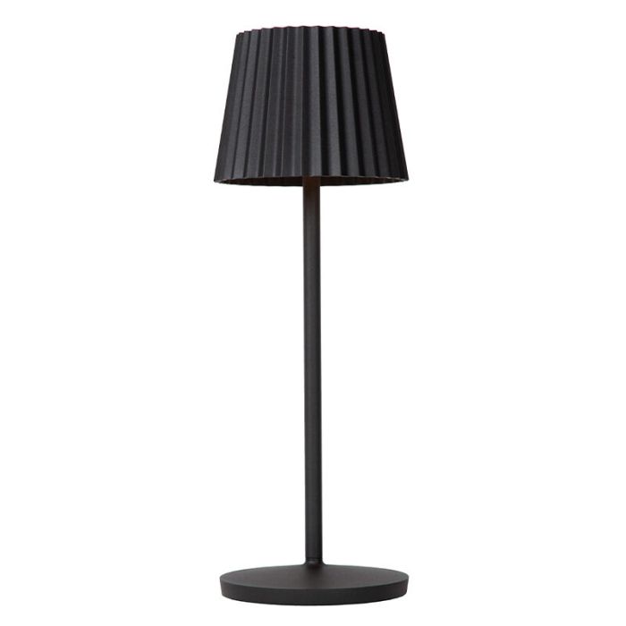 Svart bordslampa utomhus rustik, Justine, 2W, 2700K LED, IP54, med beröringsdimmer