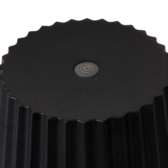 Svart bordslampa utomhus rustik, Justine, 2W, 2700K LED, IP54, med beröringsdimmer