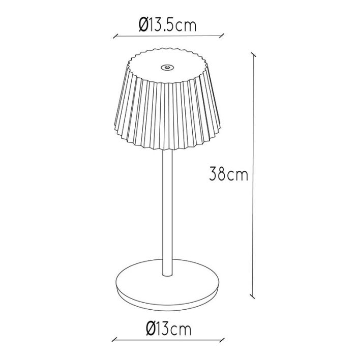 Svart bordslampa utomhus rustik, Justine, 2W, 2700K LED, IP54, med beröringsdimmer