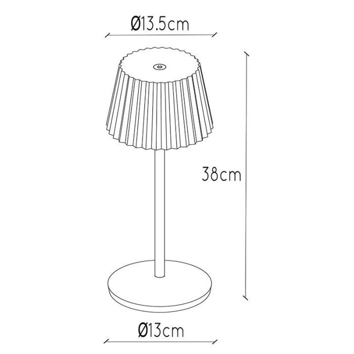 Vit bordslampa utomhus rustik, Justine, 2W, 2700K LED, IP54, med beröringsdimmer