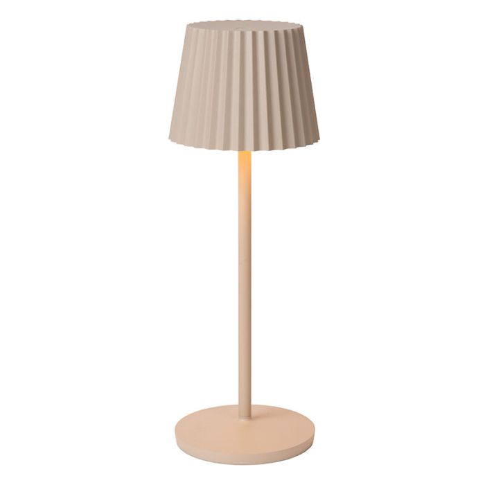 Beige bordslampa utomhus rustik, Justine, 2W, 2700K LED, IP54, med beröringsdimmer