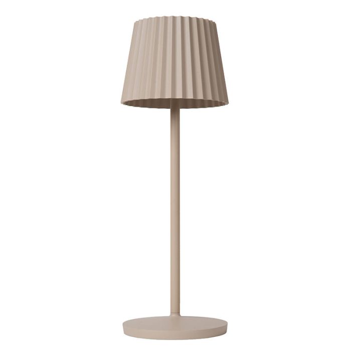 Beige bordslampa utomhus rustik, Justine, 2W, 2700K LED, IP54, med beröringsdimmer