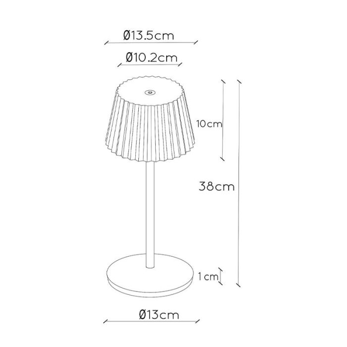 Beige bordslampa utomhus rustik, Justine, 2W, 2700K LED, IP54, med beröringsdimmer