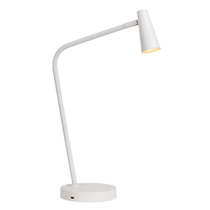 Vit uppladdningsbar bordslampa modern, Stirling, 3W, 2700K LED, med beröringsdimmer