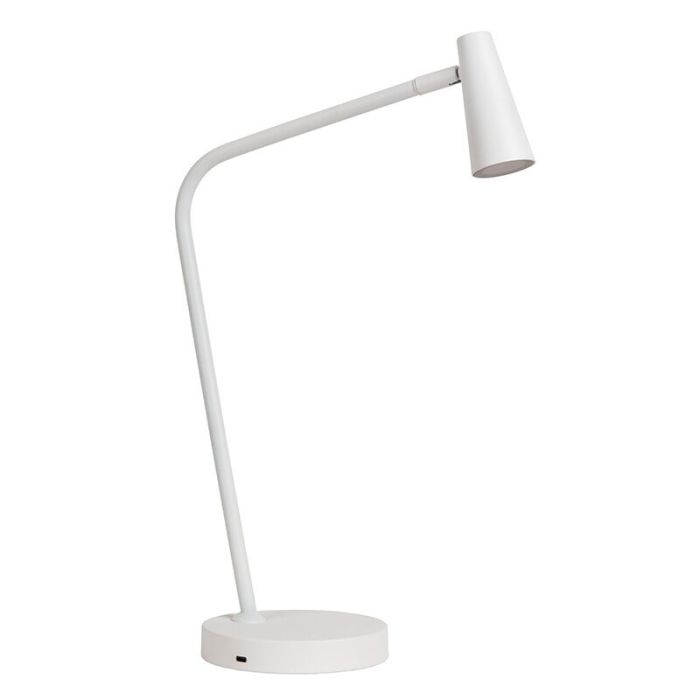 Vit uppladdningsbar bordslampa modern, Stirling, 3W, 2700K LED, med beröringsdimmer