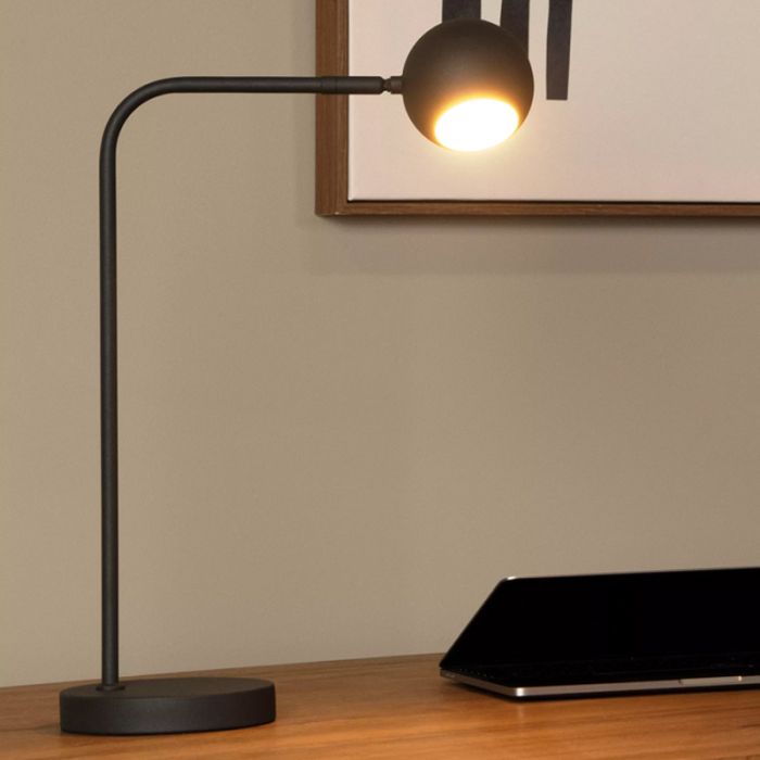 Svart uppladdningsbar bordslampa modern, Comet, 3W, 2700K LED, med beröringsdimmer