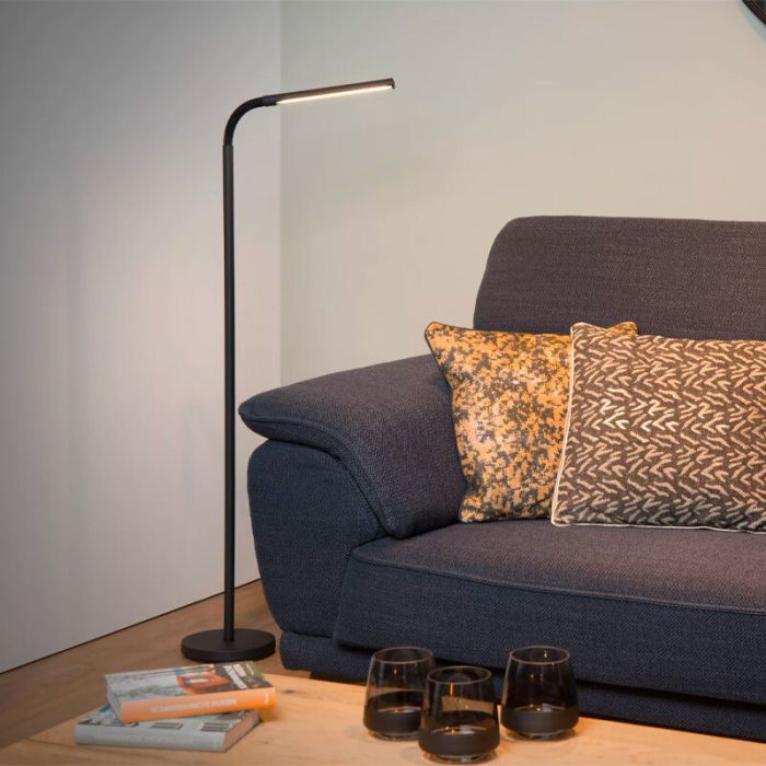 Svart läslampa golv modern, Gilly, 5W, 2700K LED, med brytare