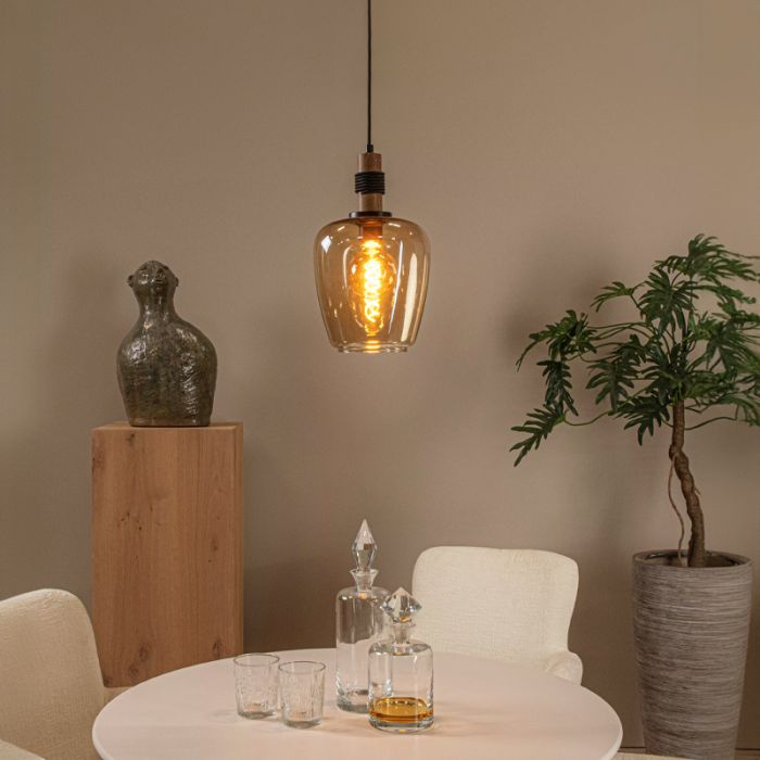 Bärnstensfärgad fönsterlampa retro, Ilona