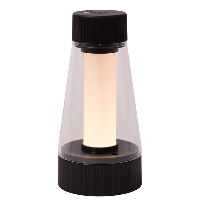 Svart uppladdningsbar utomhusbordslampa modern, Lorali, 1,2W, 2700K LED, IP44, med beröringsdimmer