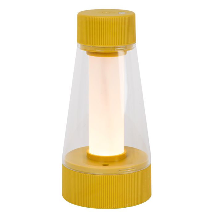 Gul uppladdningsbar utomhusbordslampa modern, Lorali, 1,2W, 2700K LED, IP44, med beröringsdimmer