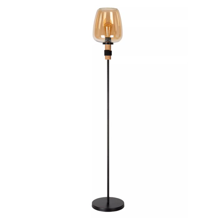 Bärnstensfärgad golvlampa retro, Ilona, med brytare