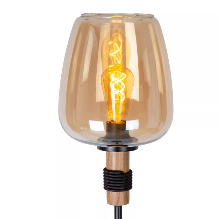 Bärnstensfärgad golvlampa retro, Ilona, med brytare