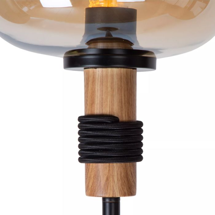 Bärnstensfärgad golvlampa retro, Ilona, med brytare