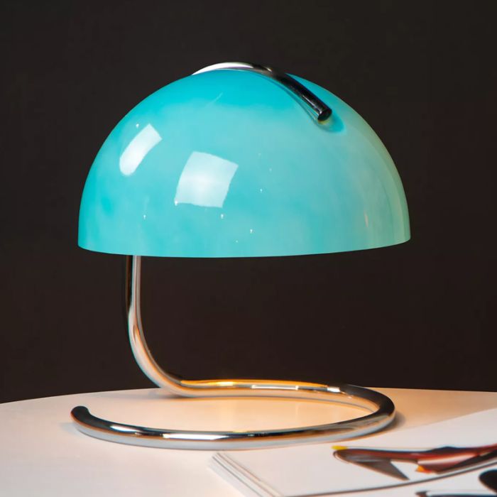 Blå bordslampa retro, Cato, med brytare