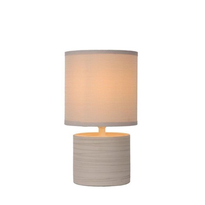 Keramik bordslampa grå, Greasby, med brytare
