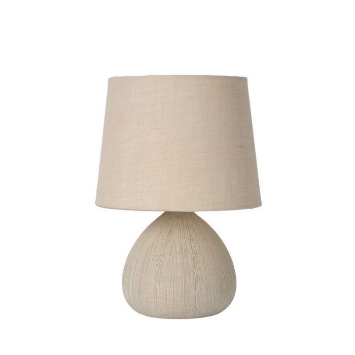Keramik bordslampa beige, Ramzi, med brytare