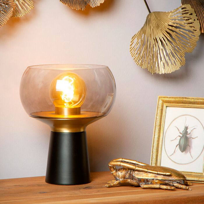 Svart bordslampa retro, Farris, med brytare
