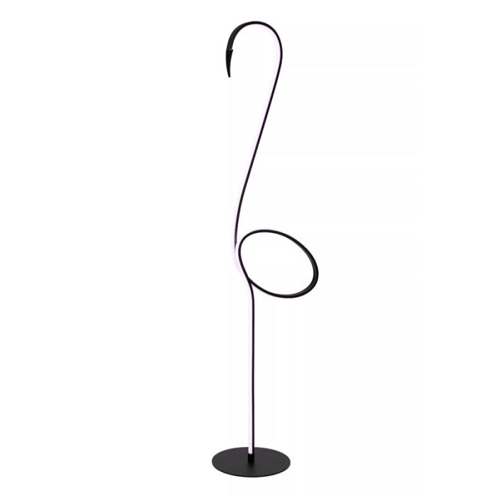 Svart golvlampa modern, Flamingo, 14W, RGB LED, met fjärrkontroll