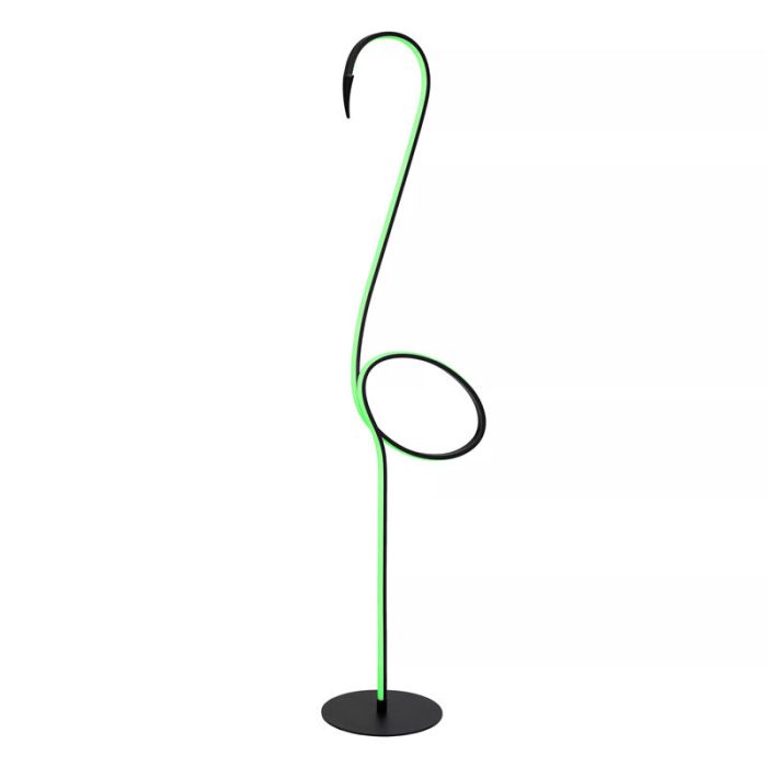 Svart golvlampa modern, Flamingo, 14W, RGB LED, met fjärrkontroll