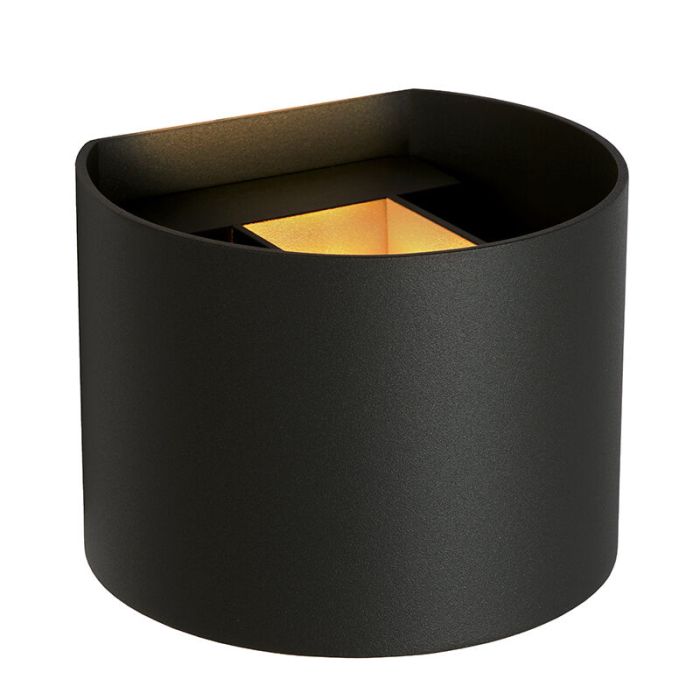 Svart up down vägglampa modern, Axi, 6W, 2700K LED, IP54