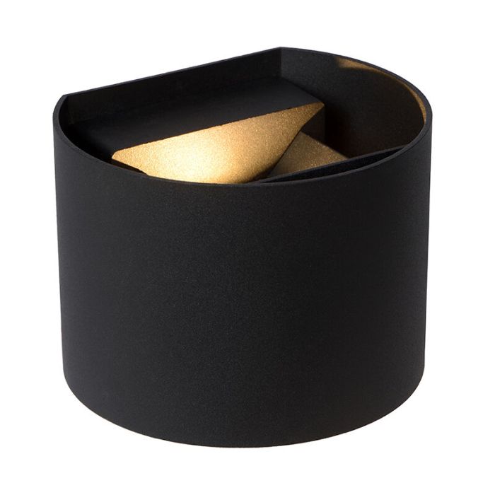 Svart up down vägglampa modern, Axi, 6W, 2700K LED, IP54