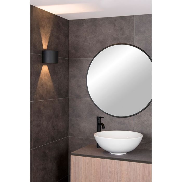 Svart up down vägglampa modern, Axi, 6W, 2700K LED, IP54