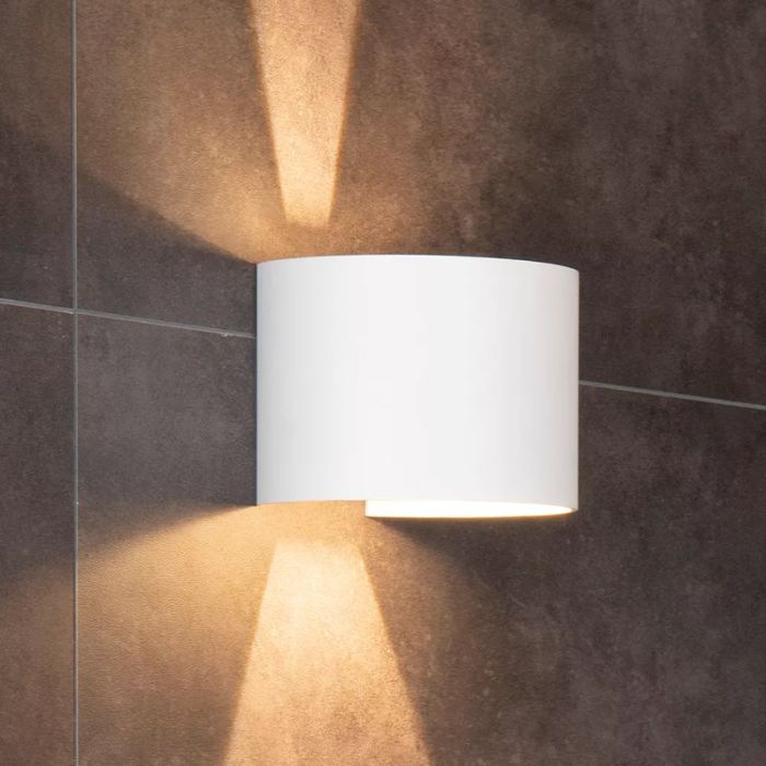 Vit up down vägglampa modern, Axi, 6W, 2700K LED, IP54