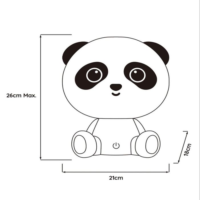 Svart bordslampa barn, Dodo Panda, 3W, 4000K LED