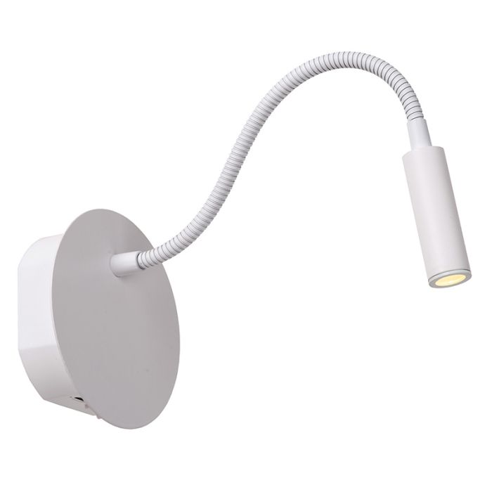 Vit sänglampa modern, Jolijn, 2W, 3000K LED, med brytare
