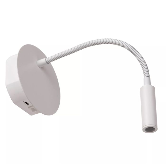 Vit sänglampa modern, Jolijn, 2W, 3000K LED, med brytare