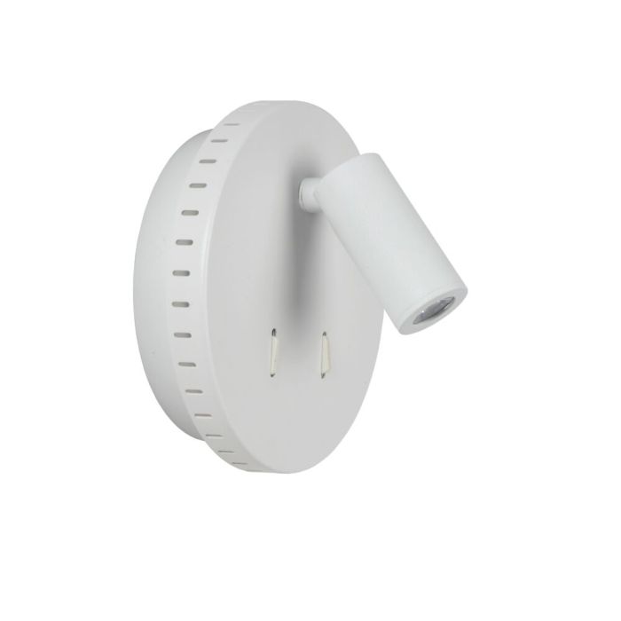 Vit vägglampa modern, Bentjer, 6W, 3000K LED, med brytare