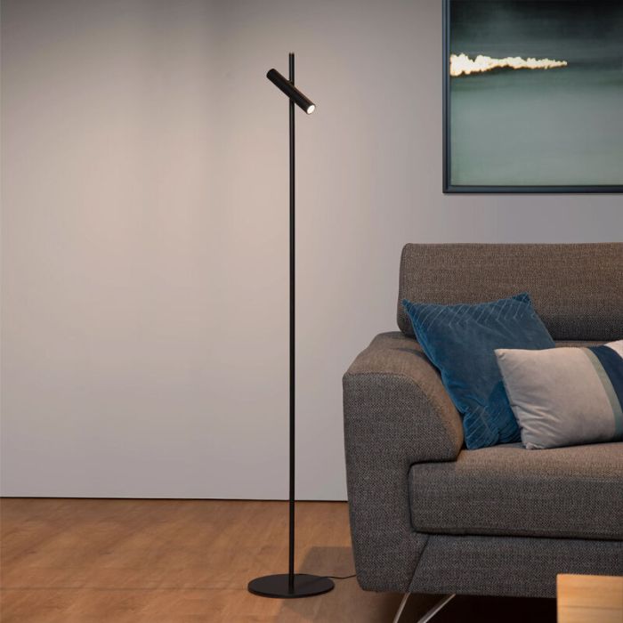 Svart läslampa golv modern, Philon, 4,5W, 3000K LED, med beröringsdimmer