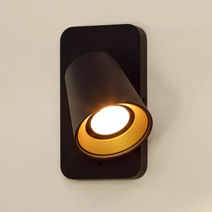 Guld väggspotlight modern, Turnon, med brytare