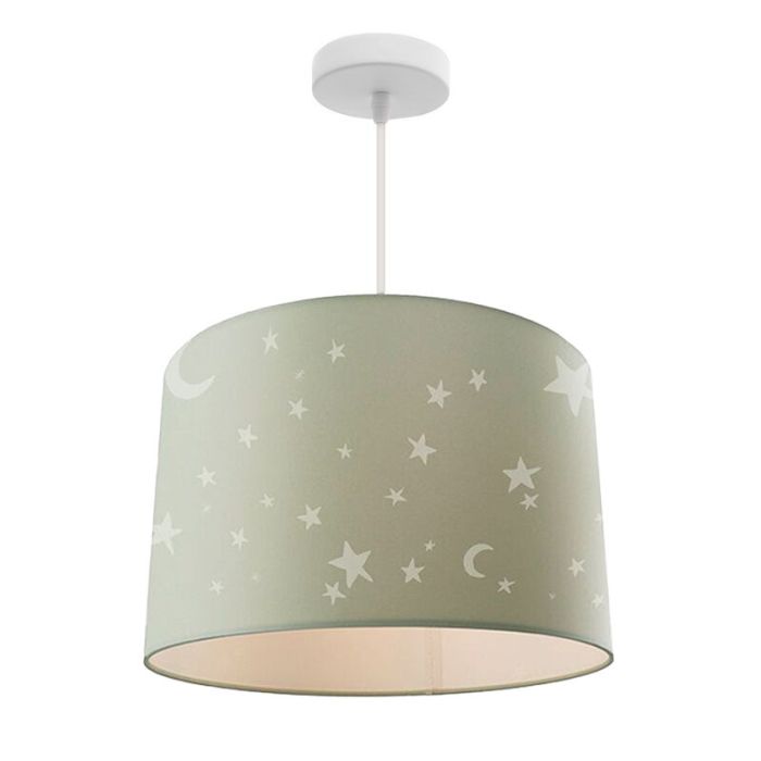 Tyg fönsterlampa barn grön, Stars
