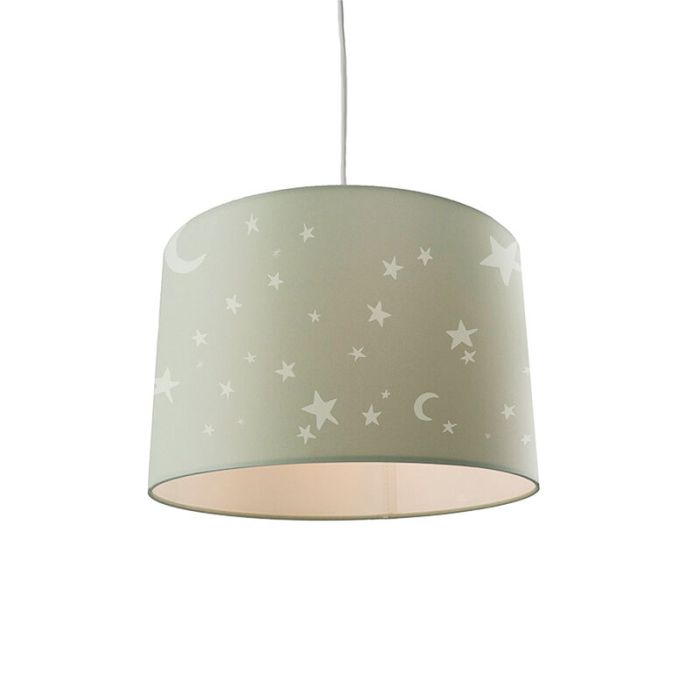 Tyg fönsterlampa barn grön, Stars
