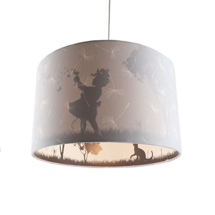 Tyg fönsterlampa barn grå, Butterfly