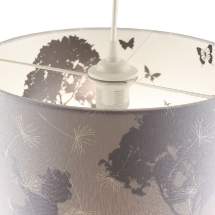 Tyg fönsterlampa barn grå, Butterfly