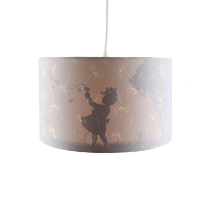 Tyg fönsterlampa barn grå, Butterfly
