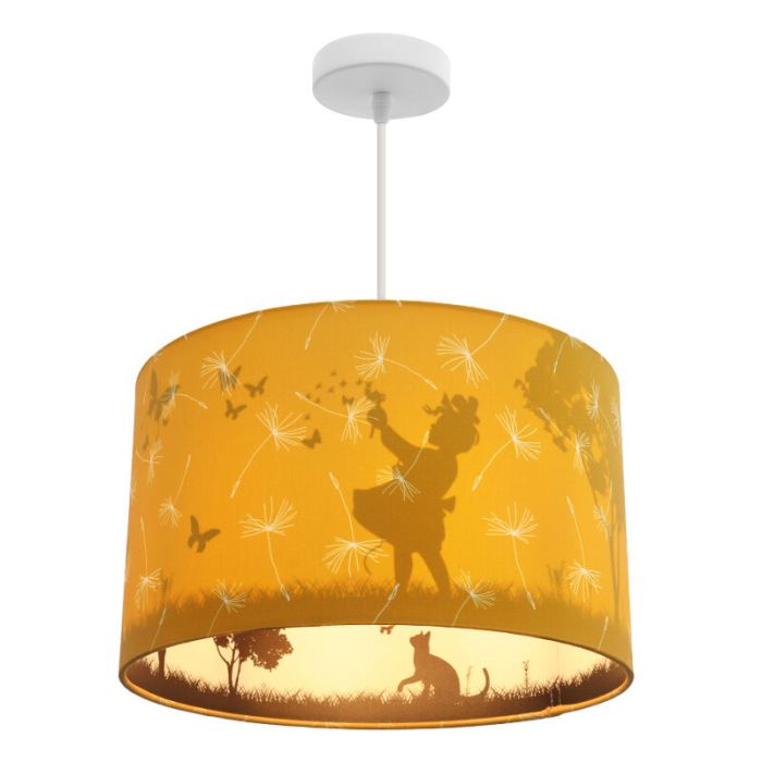 Tyg fönsterlampa barn gul, Butterfly