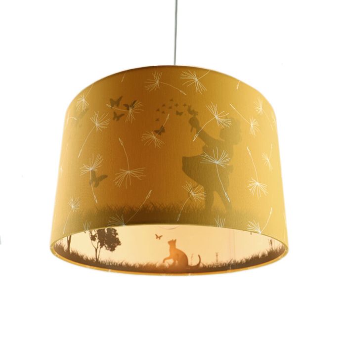 Tyg fönsterlampa barn gul, Butterfly