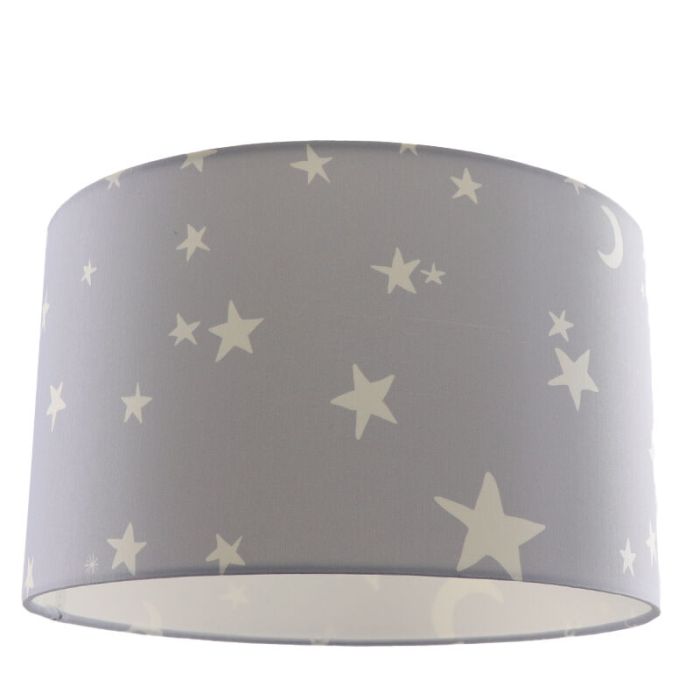 Tyg taklampa barn grå, Stars