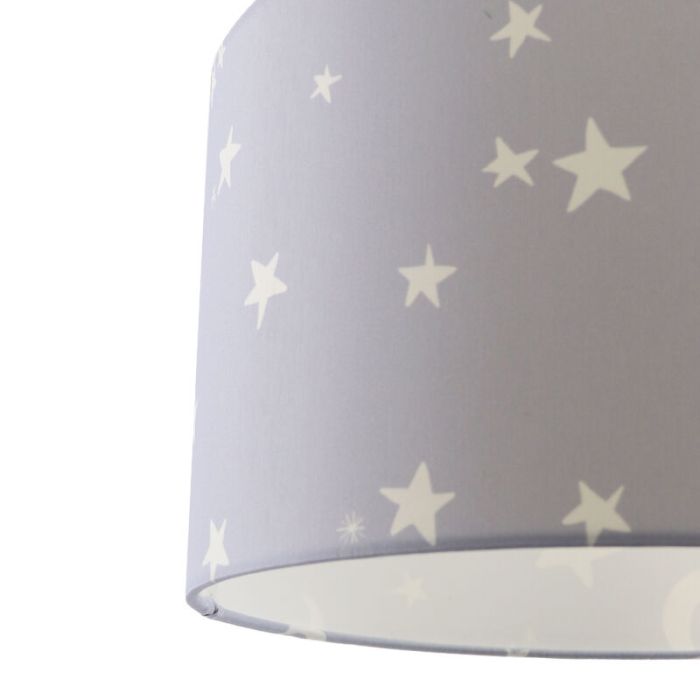 Tyg taklampa barn grå, Stars