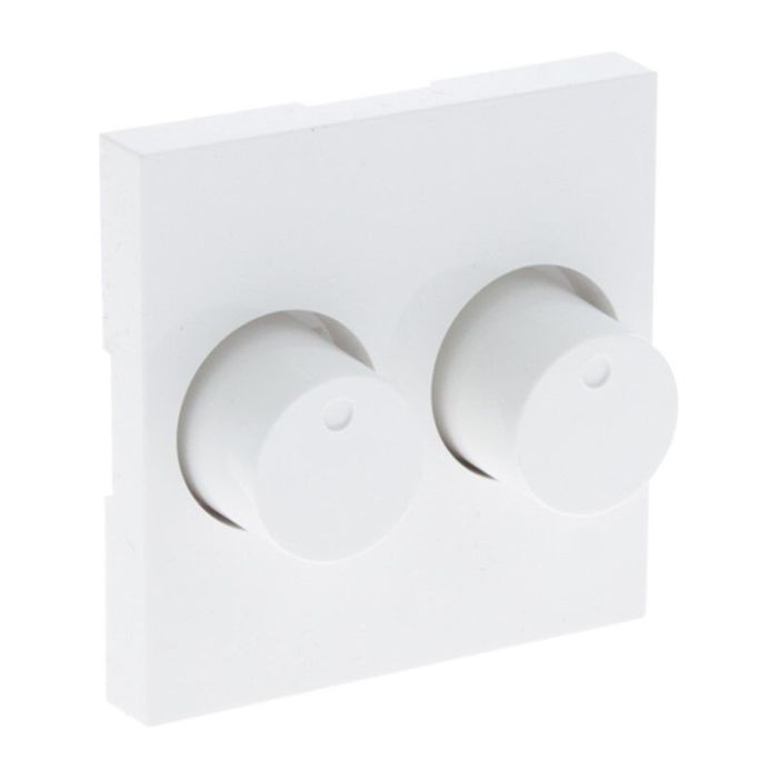 Duo dimmer, strömbrytare, med vit täckram och centralplatta