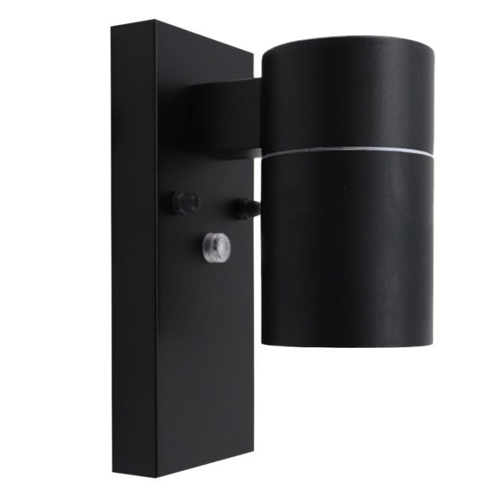 Modern utomhus vägglampa med skymningssensor svart, Pedro, IP44