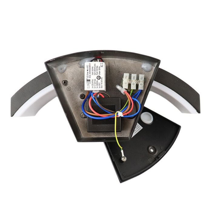 Modern utomhus vägglampa med rörelsesensor svart, Annemay, 6W, 3000K LED, IP54