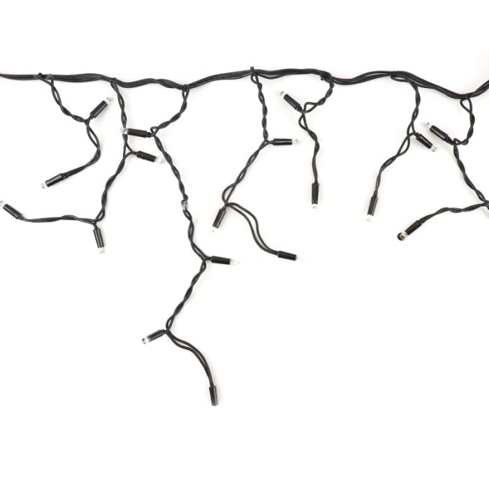 10m anslutbar istapsbelysning, svart sladd, IP67, 70 cm hög - Varmvit