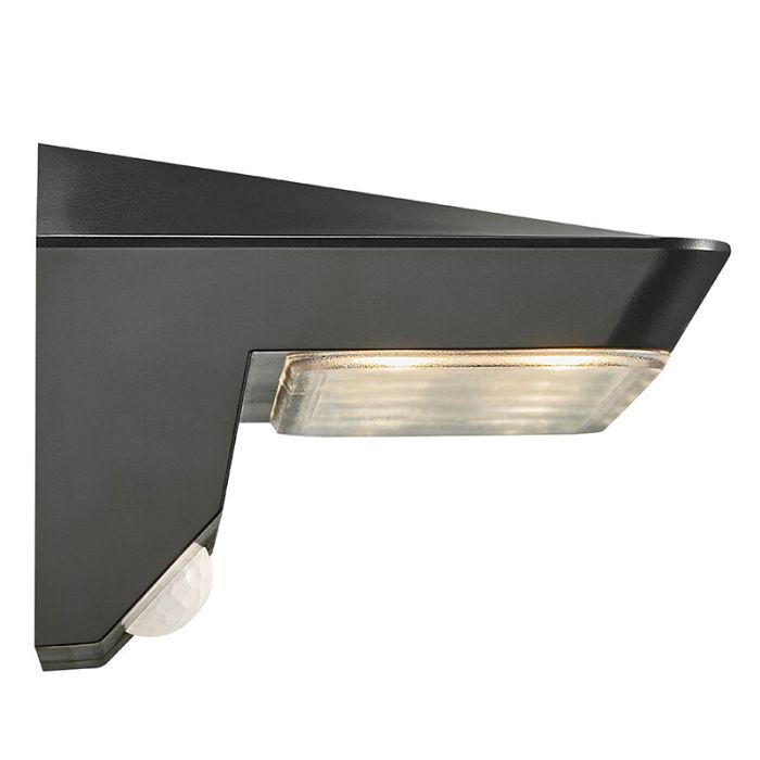 Svart utomhus vägglampa solcell modern, Agena, 4,5W, 3000K LED, IP44